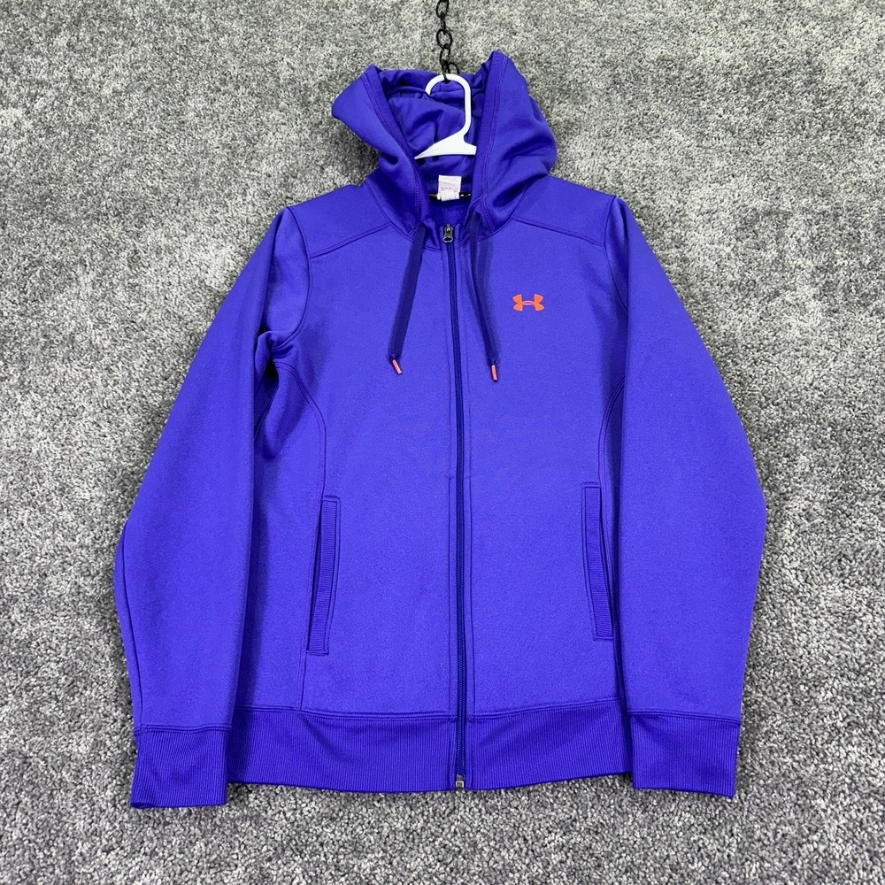 Under Armour Hoodie Womens Medium Purple Fleece Full Zip Logo Athletic Gym